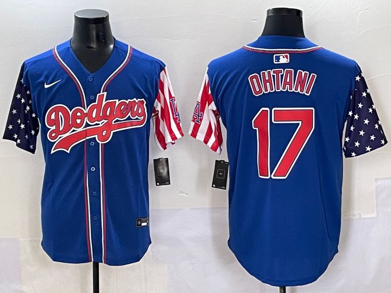 Men 2025 Los Angeles Dodgers #17 Ohtani Blue a generation of national flags Joint Name Nike MLB Jersey style 1->los angeles dodgers->MLB Jersey